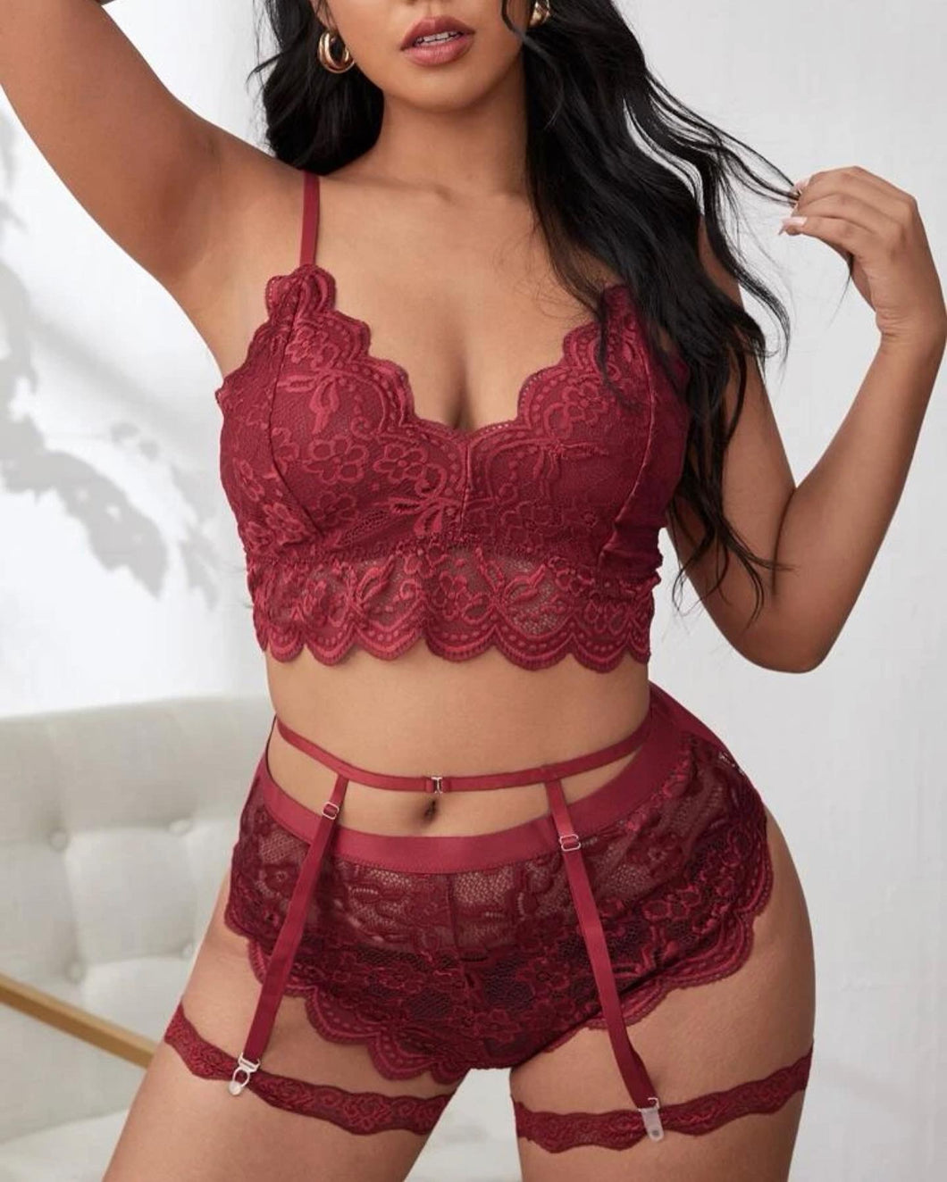 Red Wine Garter Set