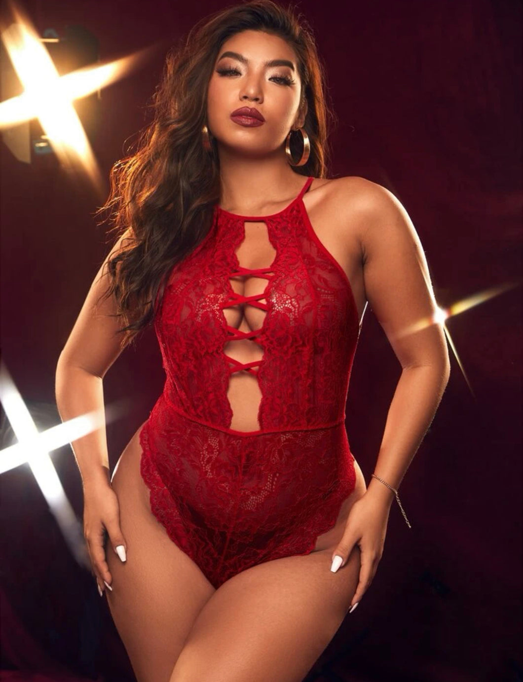 Peek-a-boob Halter Bodysuit